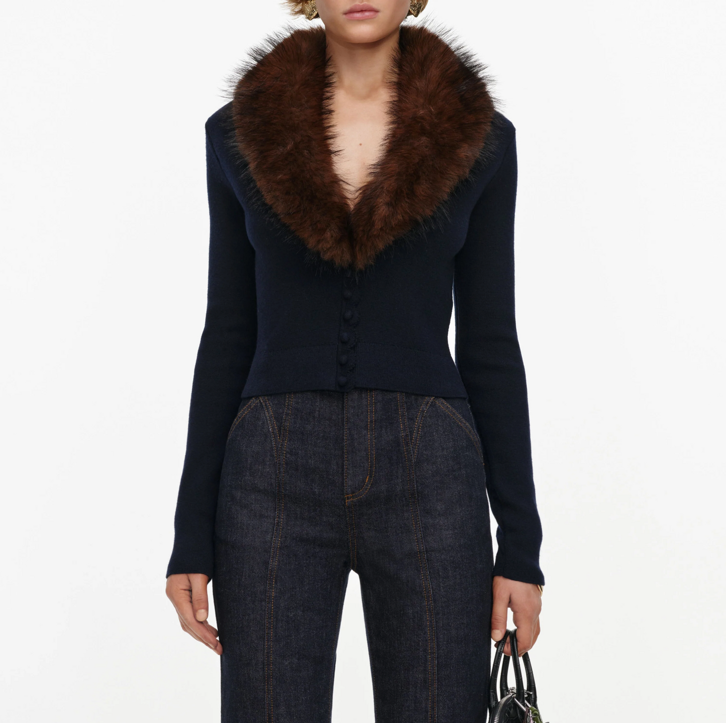 FAUX FUR KNIT CARDIGAN