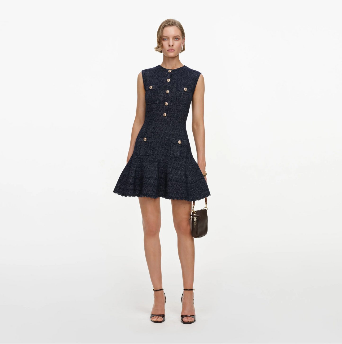 SLEEVELESS TEXTURED KNIT MINI DRESS