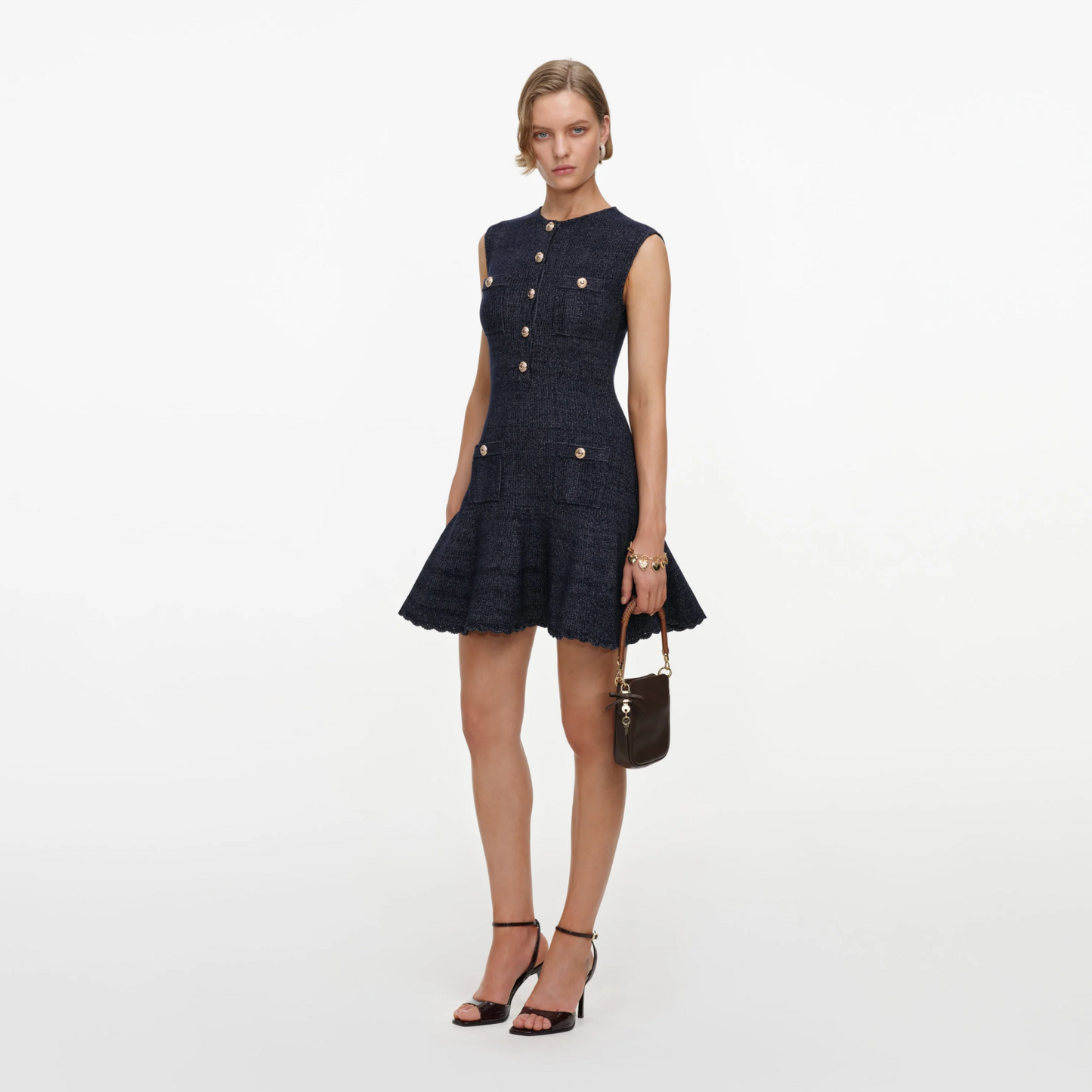 SLEEVELESS TEXTURED KNIT MINI DRESS