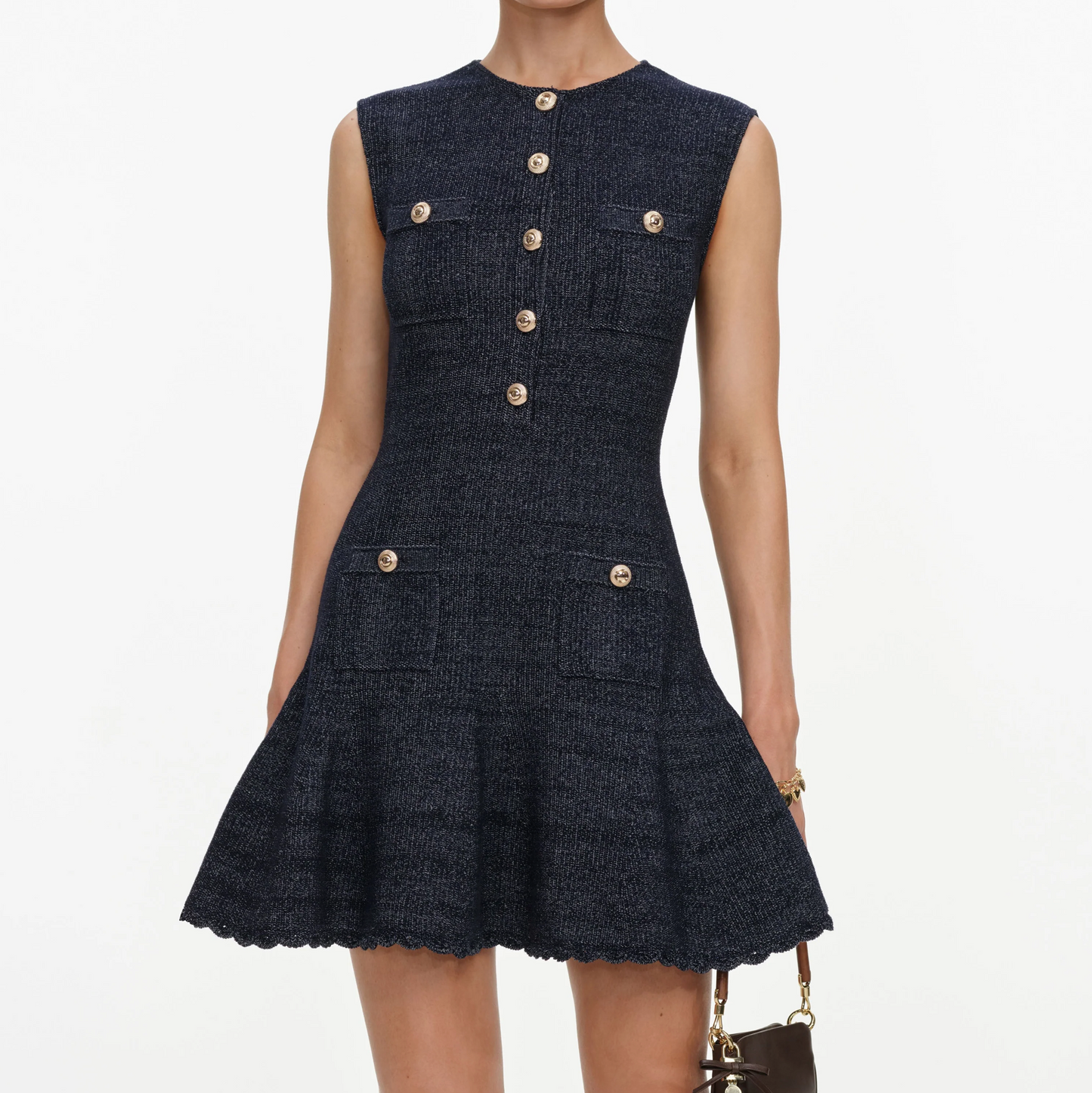 SLEEVELESS TEXTURED KNIT MINI DRESS