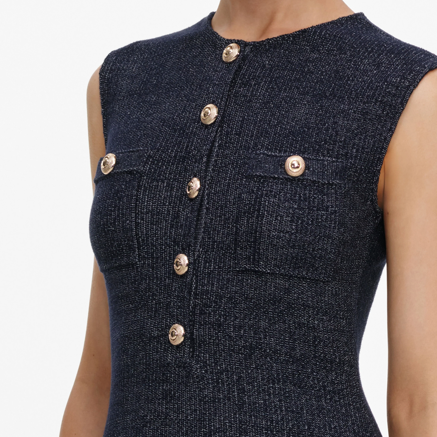 SLEEVELESS TEXTURED KNIT MINI DRESS