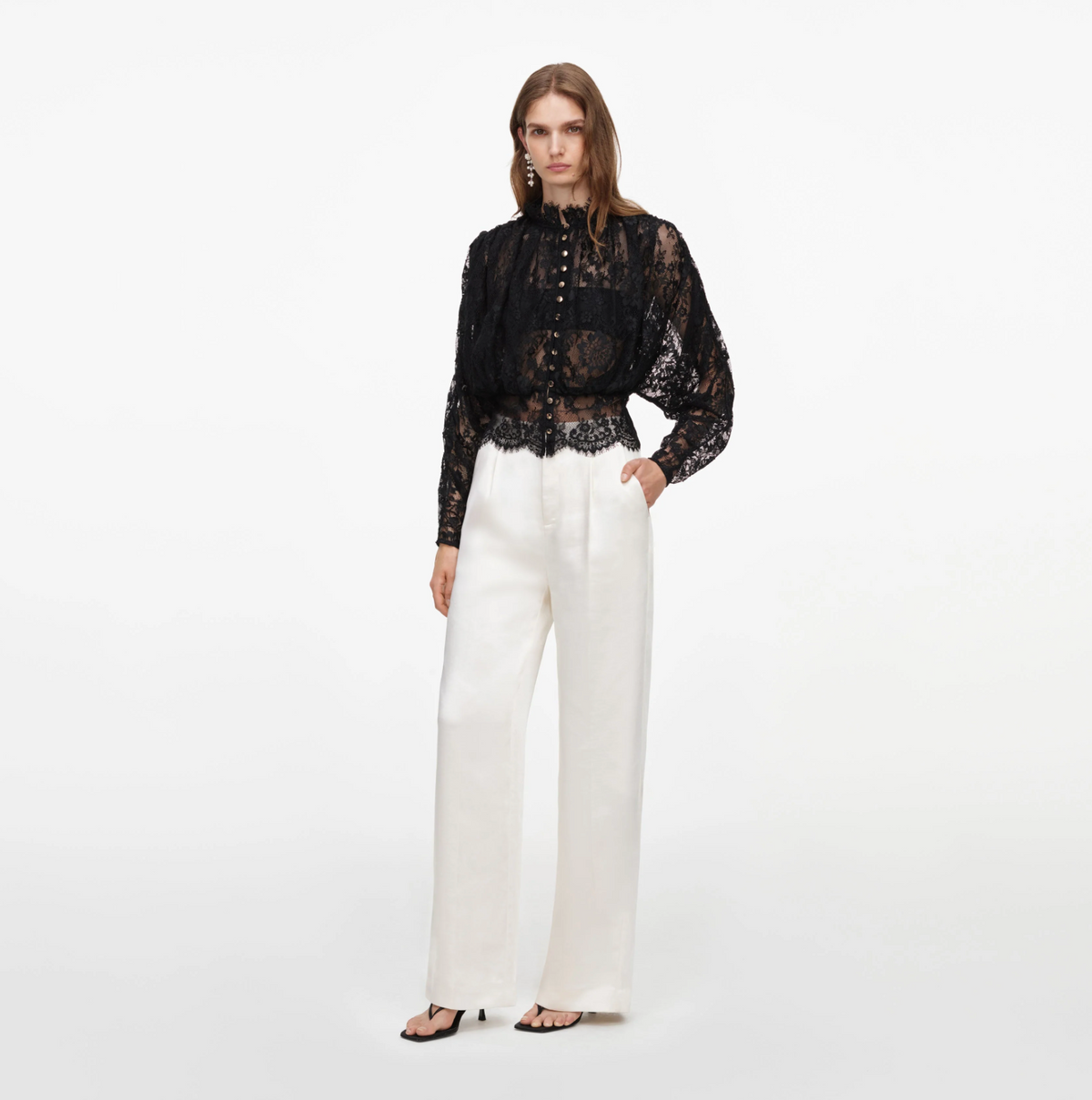 BLACK LACE HIGH NECK BLOUSE