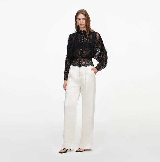 BLACK LACE HIGH NECK BLOUSE