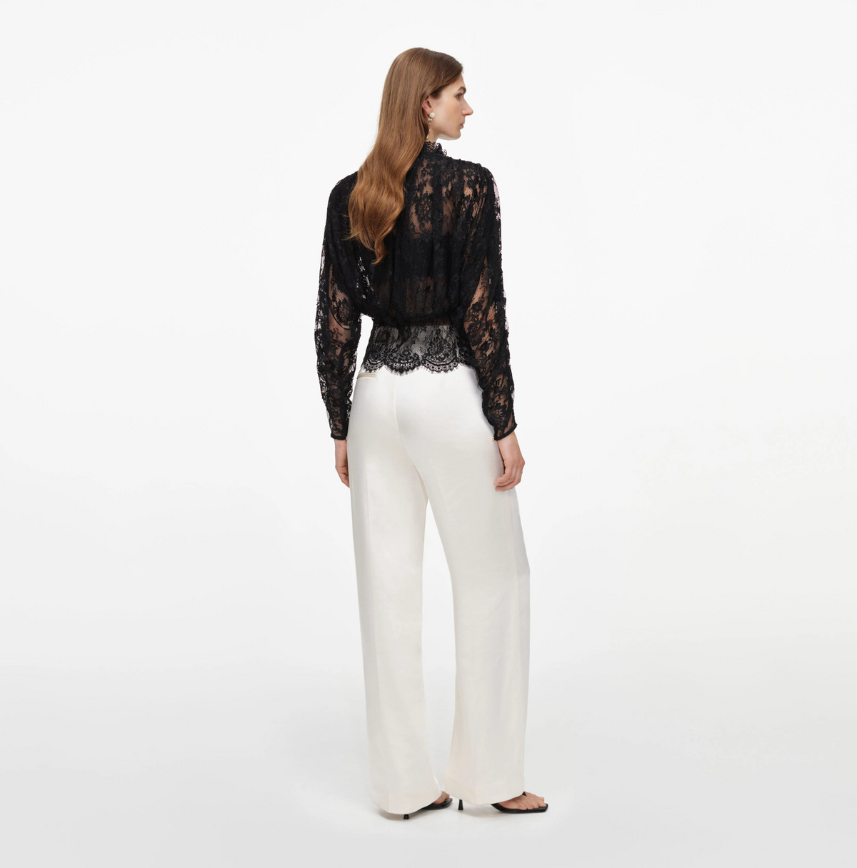 BLACK LACE HIGH NECK BLOUSE