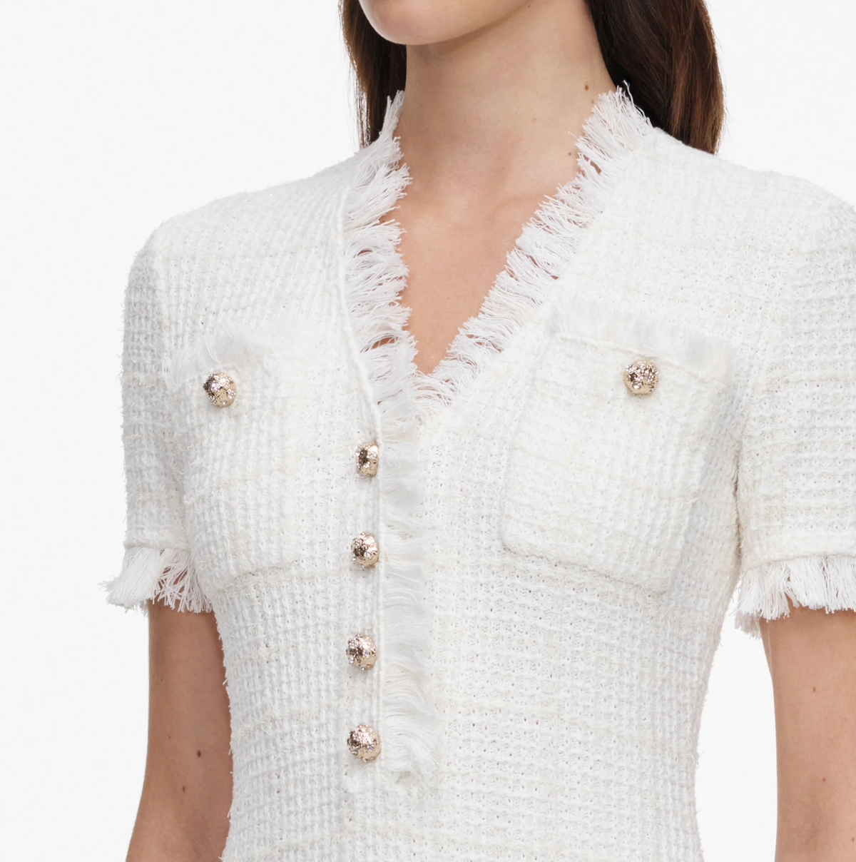 CREAM TEXTURED KNIT MINI DRESS