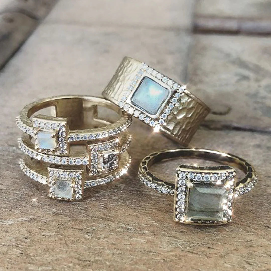 DANUBE LABRADORITE 3 ROW RING