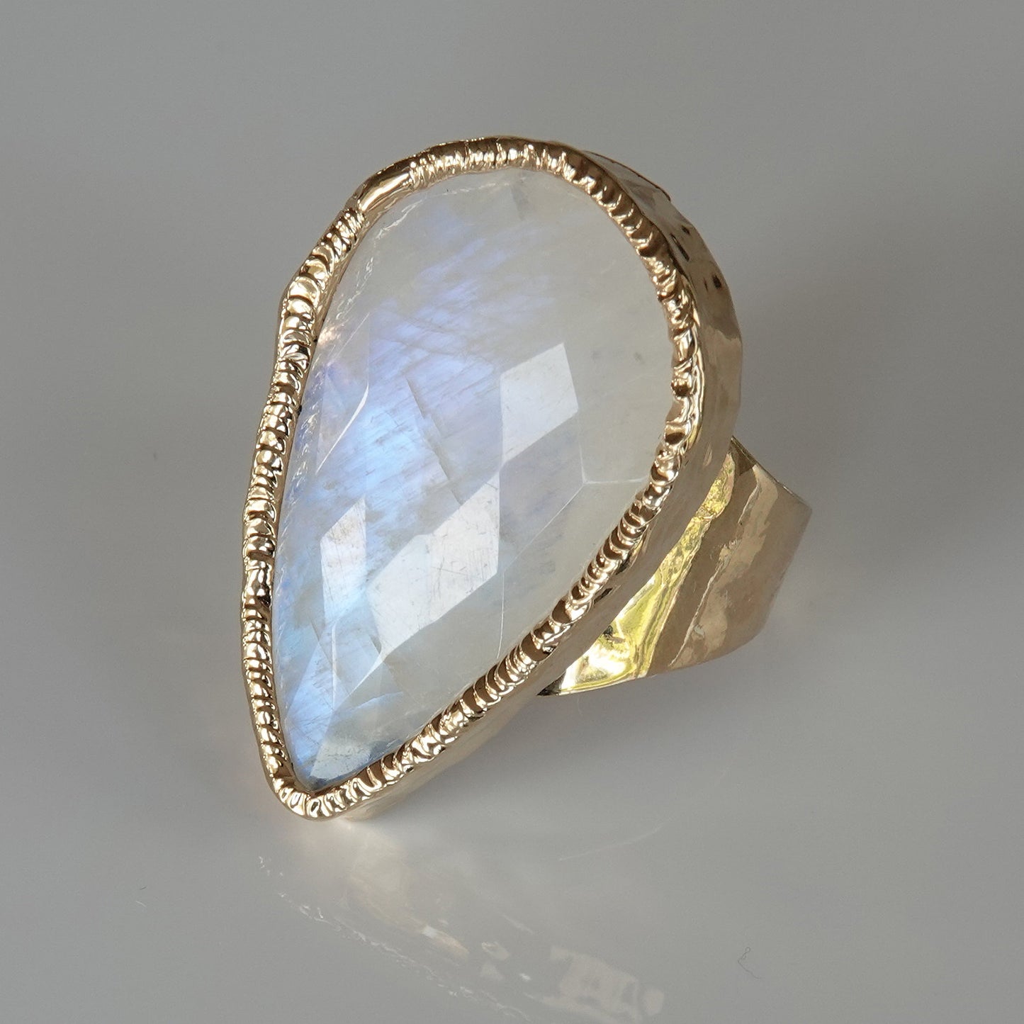 Rainbow Moonstone AAA+ Gold Ring