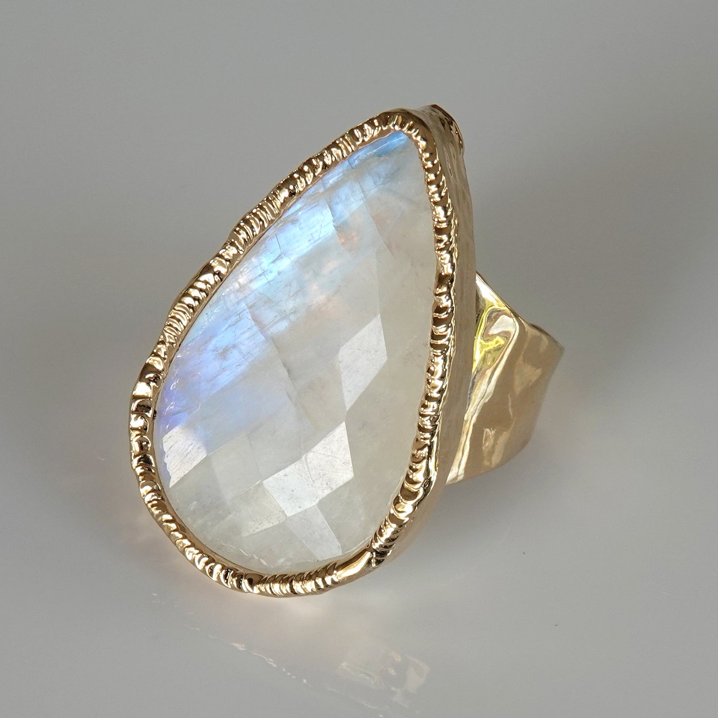 Rainbow Moonstone AAA+ Gold Ring