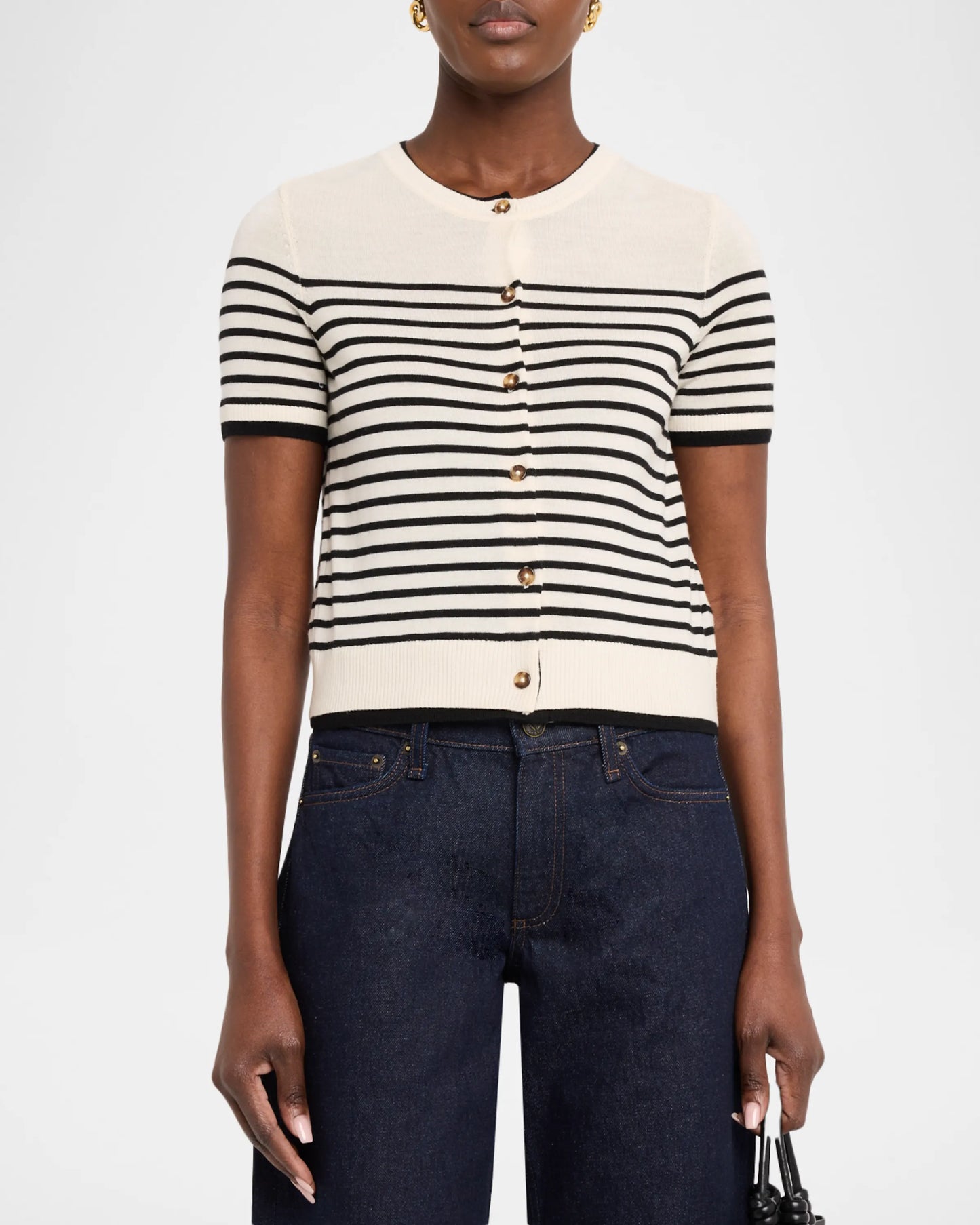 ANNE SS STRIPE CARDIGAN