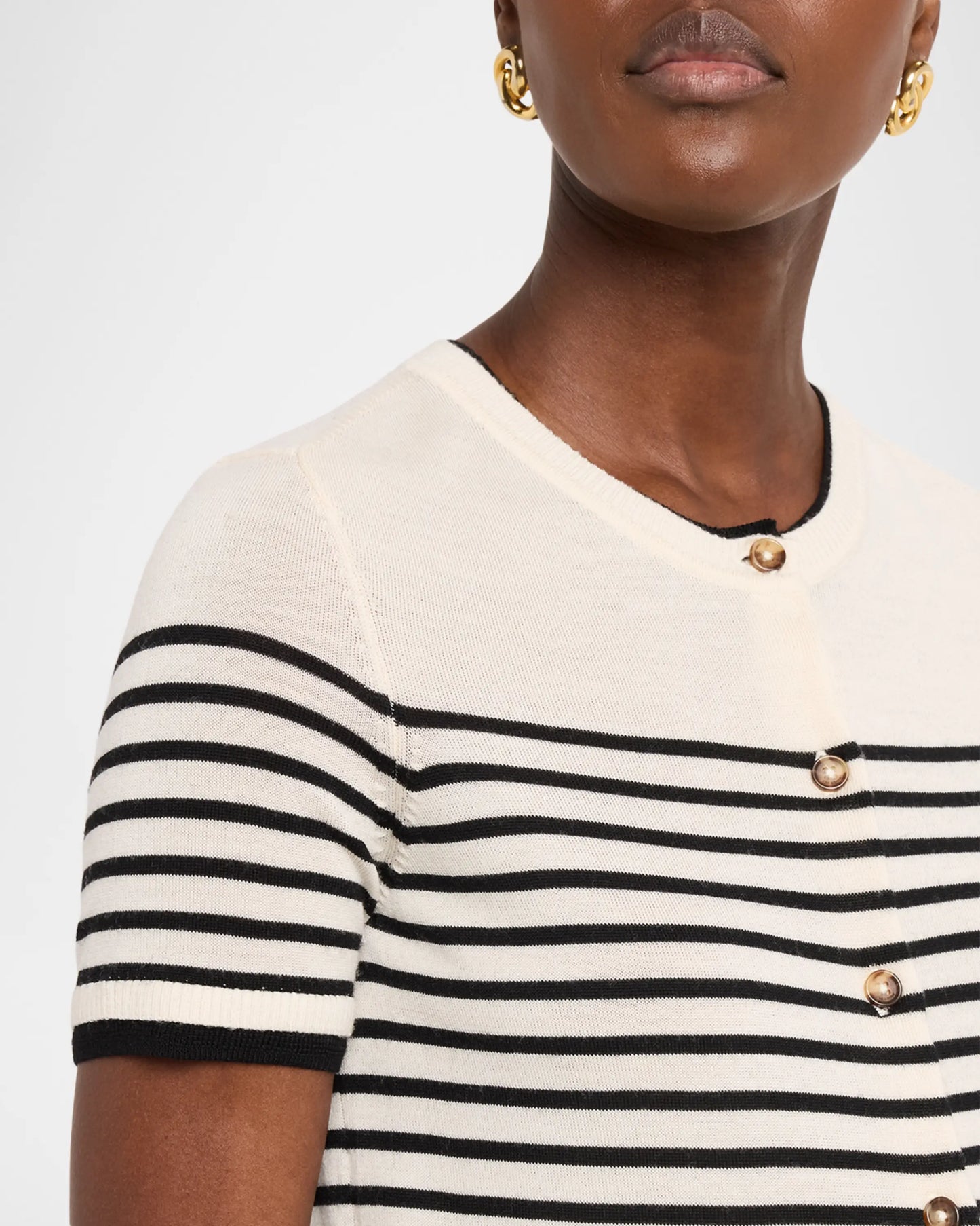 ANNE SS STRIPE CARDIGAN