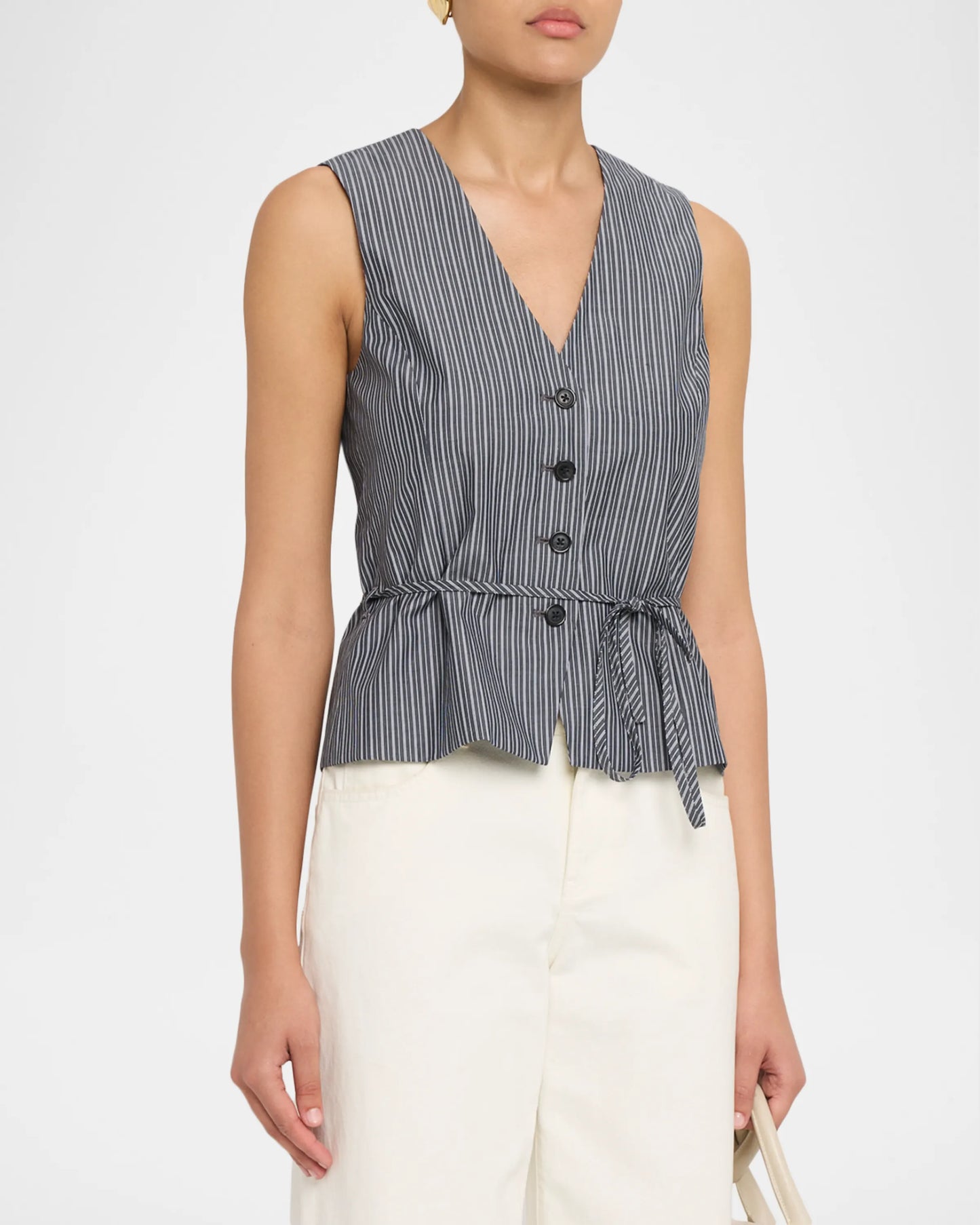 PAULETTE STRIPE POPLIN VEST