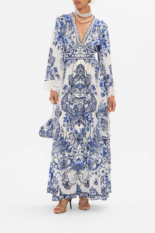 KIMONO SLEEVE DRESS W SHIRRING